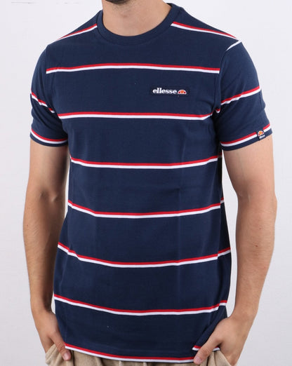 Ellesse – T-Shirt mit Doppelstreifen, Marineblau