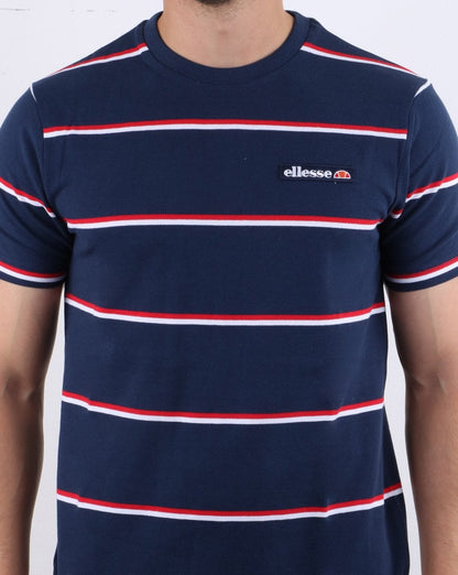 Ellesse – T-Shirt mit Doppelstreifen, Marineblau