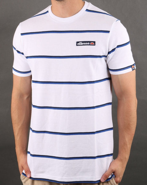 Ellesse Twin Stripe T Shirt White - Blue