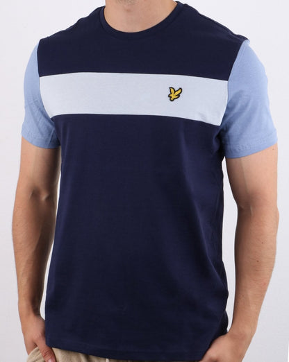 Lyle And Scott – T-Shirt mit Panel-Muster in Marineblau