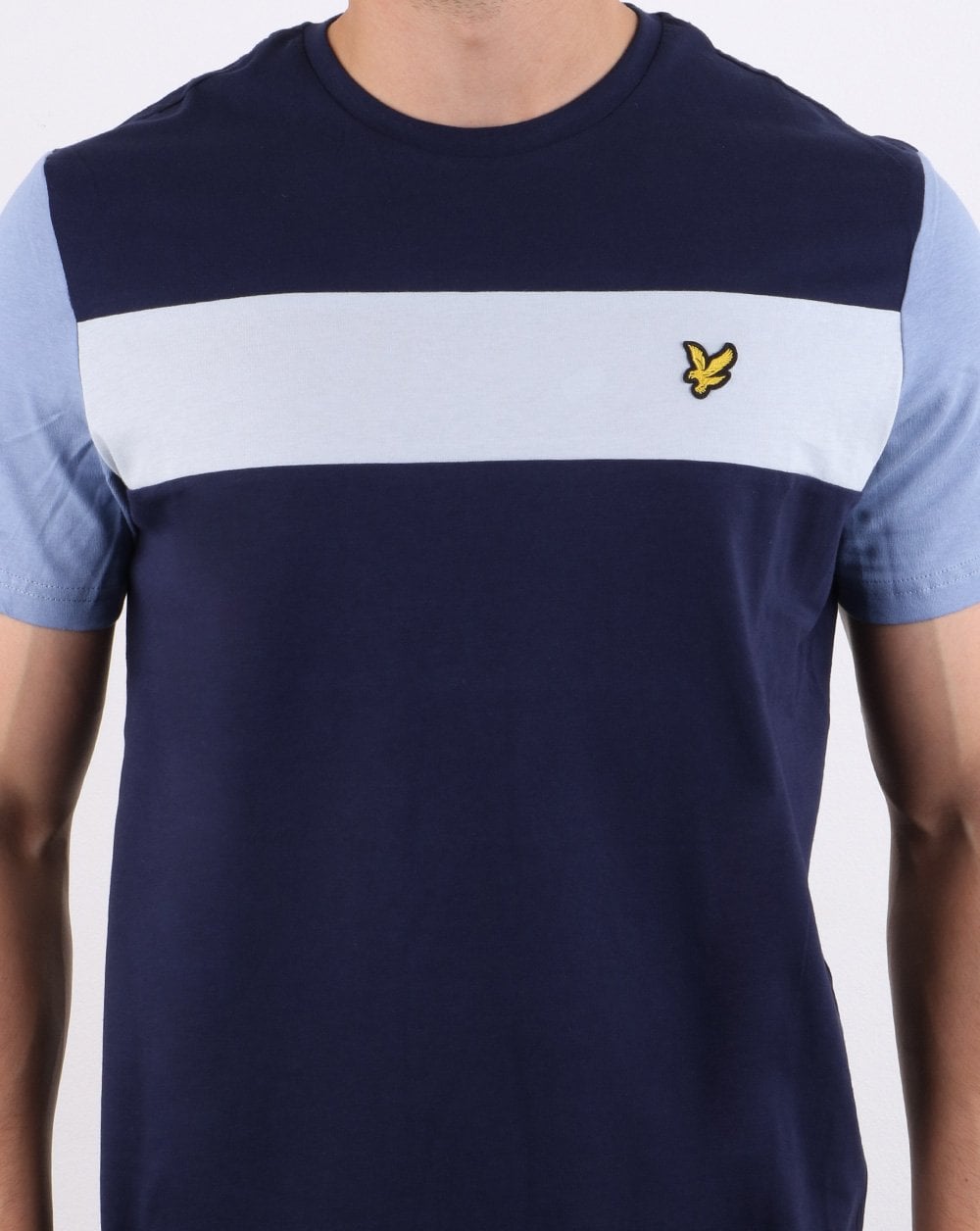 Lyle And Scott – T-Shirt mit Panel-Muster in Marineblau