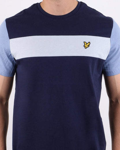 Lyle And Scott – T-Shirt mit Panel-Muster in Marineblau