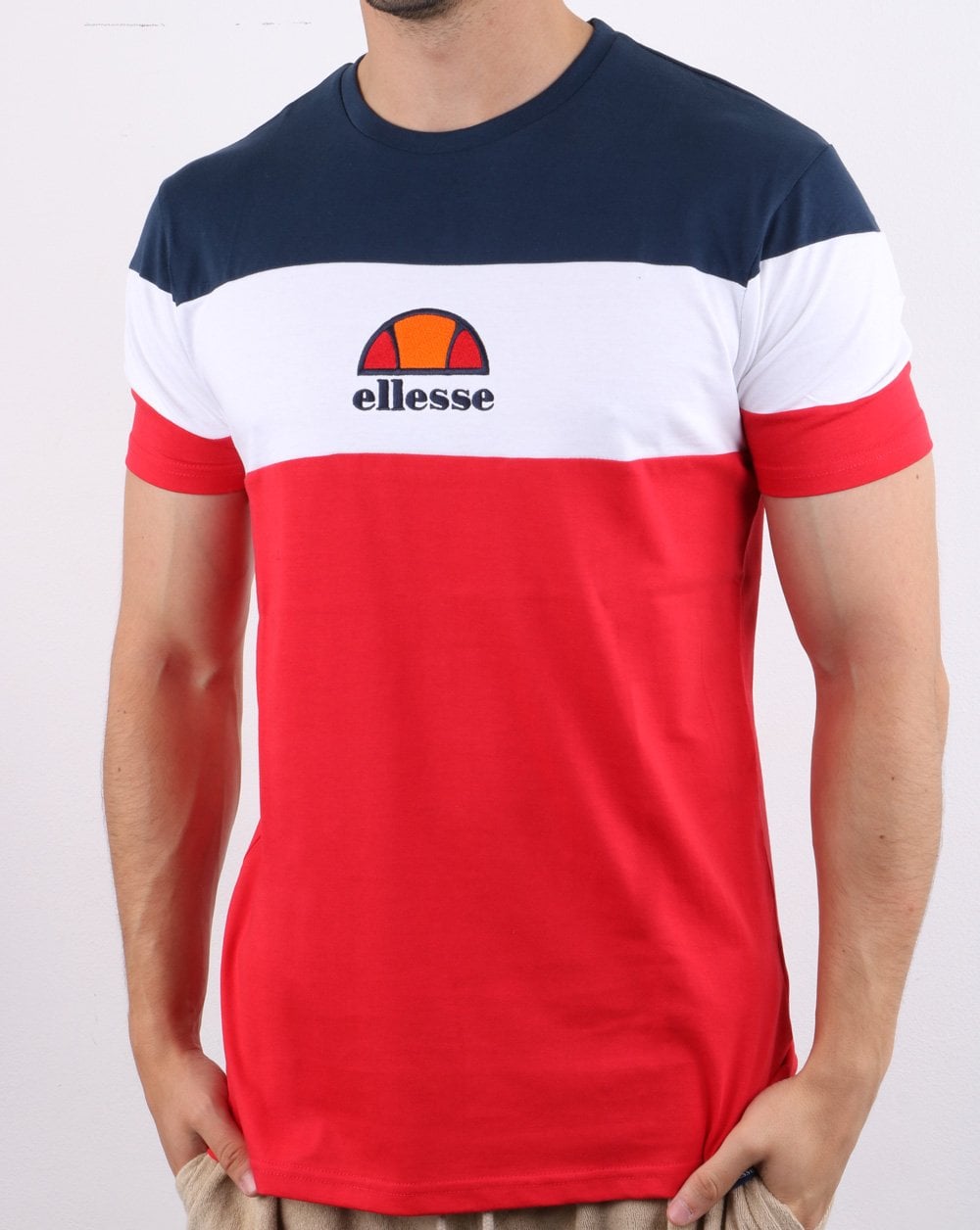 Ellesse Block T-Shirt Rot/Weiß/Marineblau