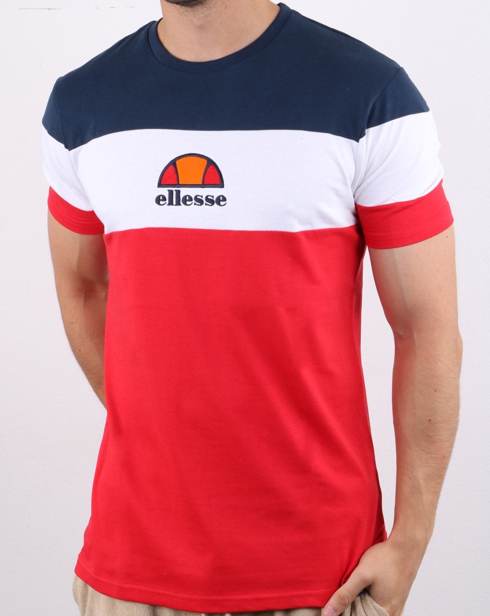 Ellesse Block T-Shirt Rot/Weiß/Marineblau