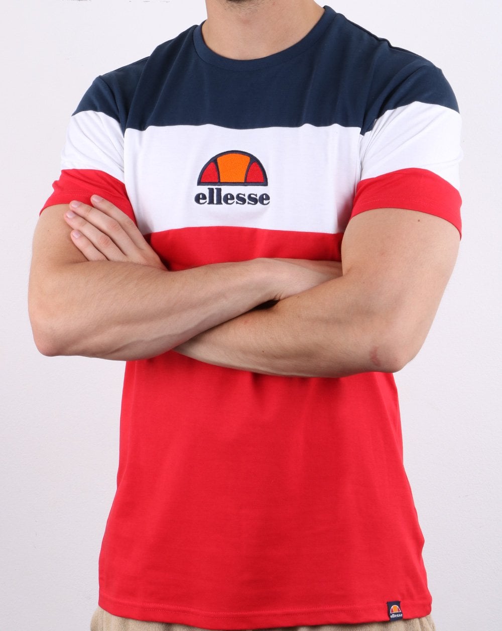 Ellesse Block T-Shirt Rot/Weiß/Marineblau
