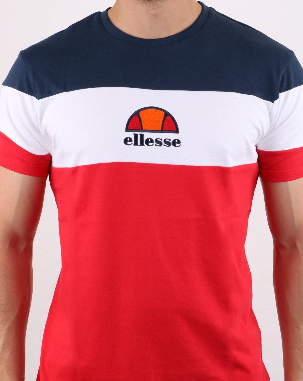 Ellesse Block T-Shirt Rot/Weiß/Marineblau
