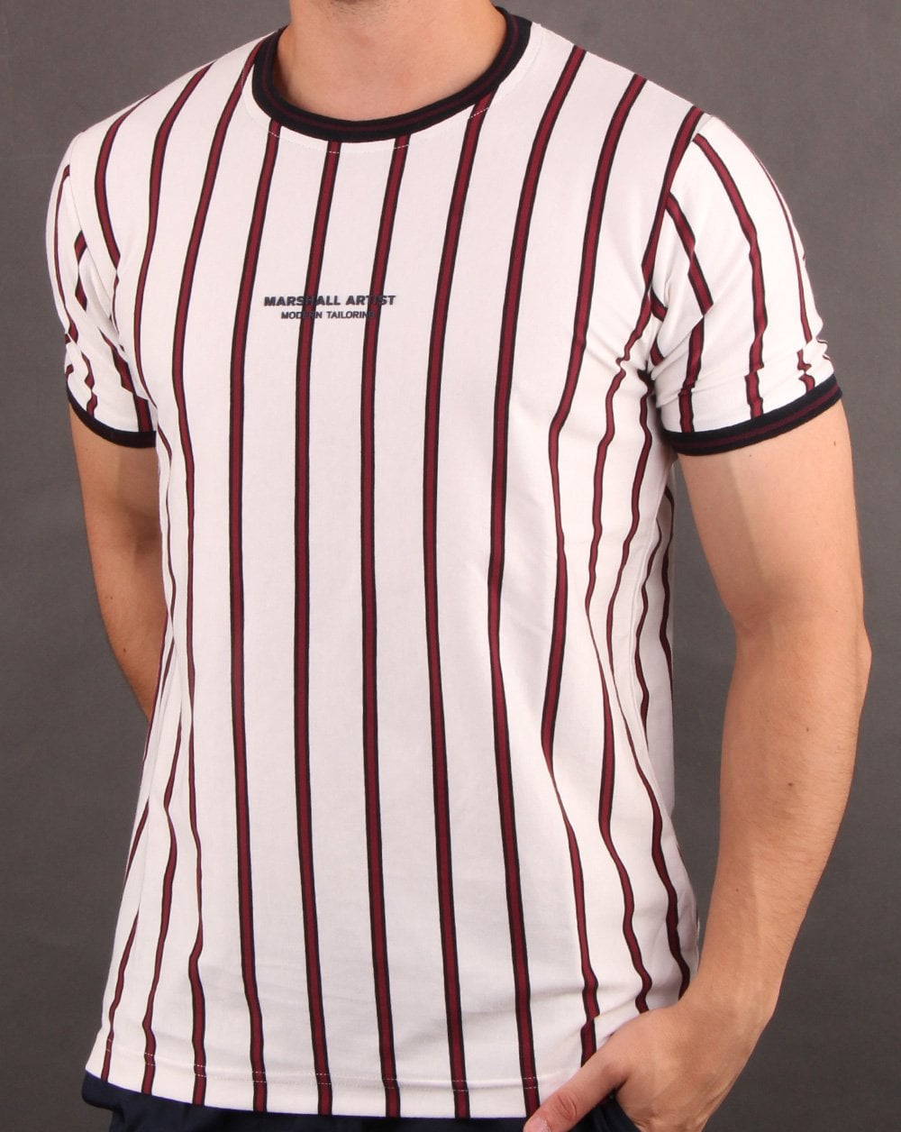 Marshall Artist – T-Shirt mit Nadelstreifen, Weiß