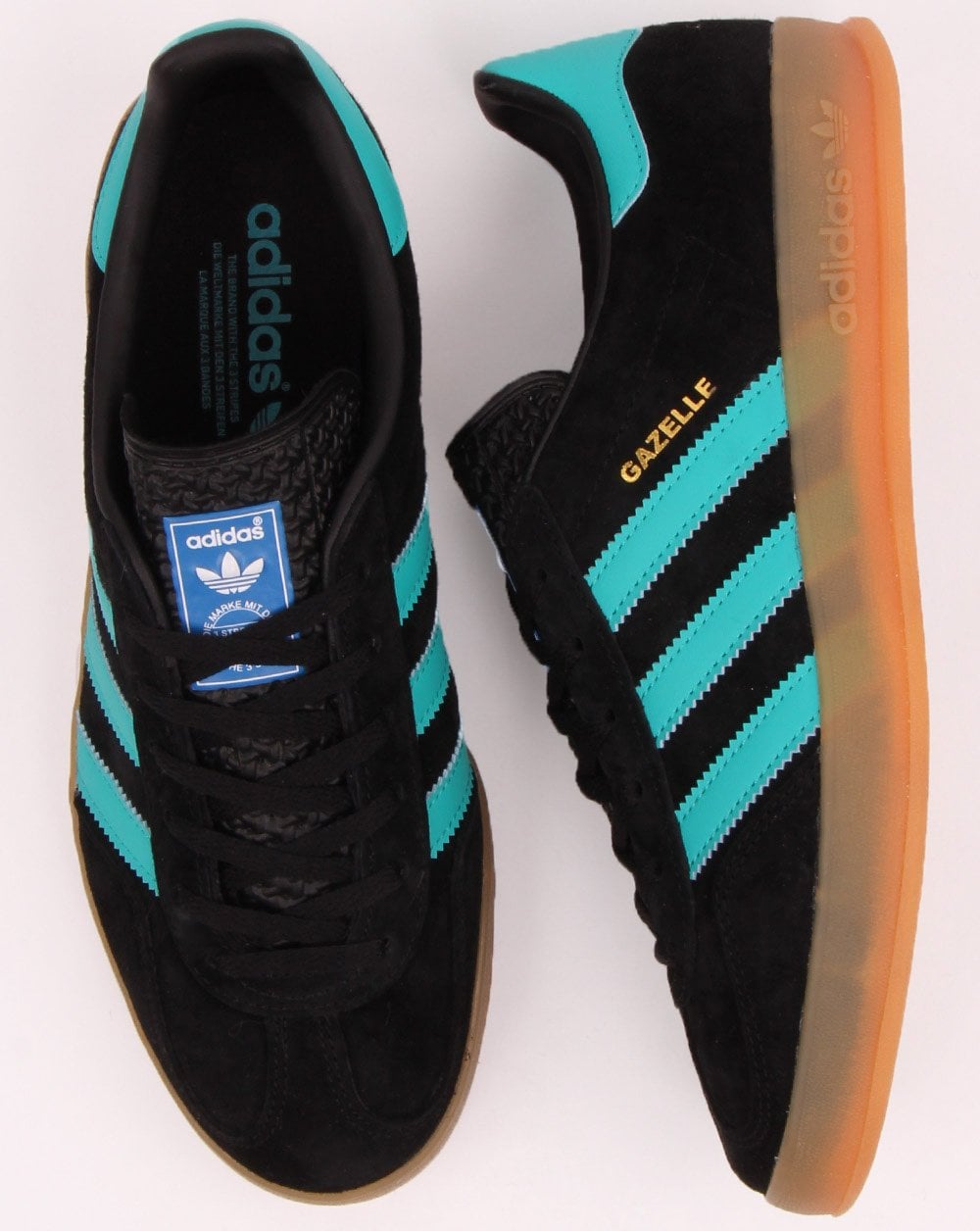 Adidas Gazelle Indoor-Turnschuhe Schwarz/Aqua