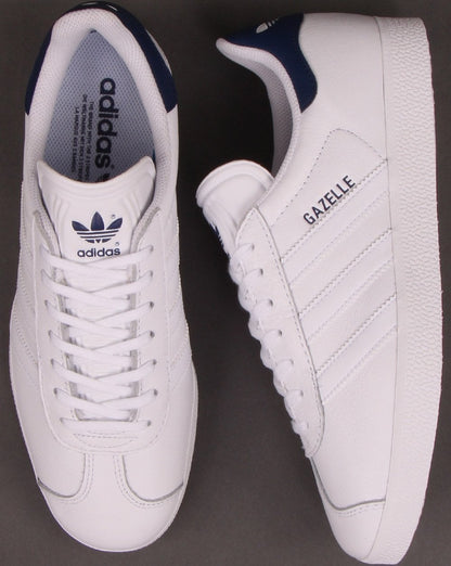 Adidas Gazelle Leder-Sneaker Weiß/Marineblau