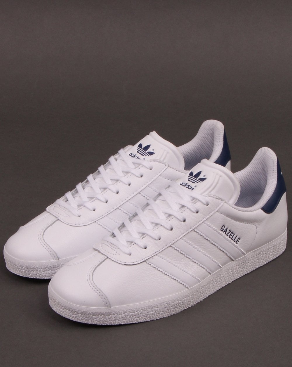 Adidas Gazelle Leder-Sneaker Weiß/Marineblau