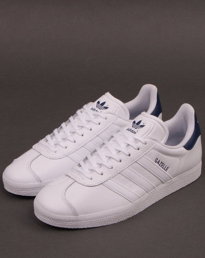 Adidas Gazelle Leder-Sneaker Weiß/Marineblau