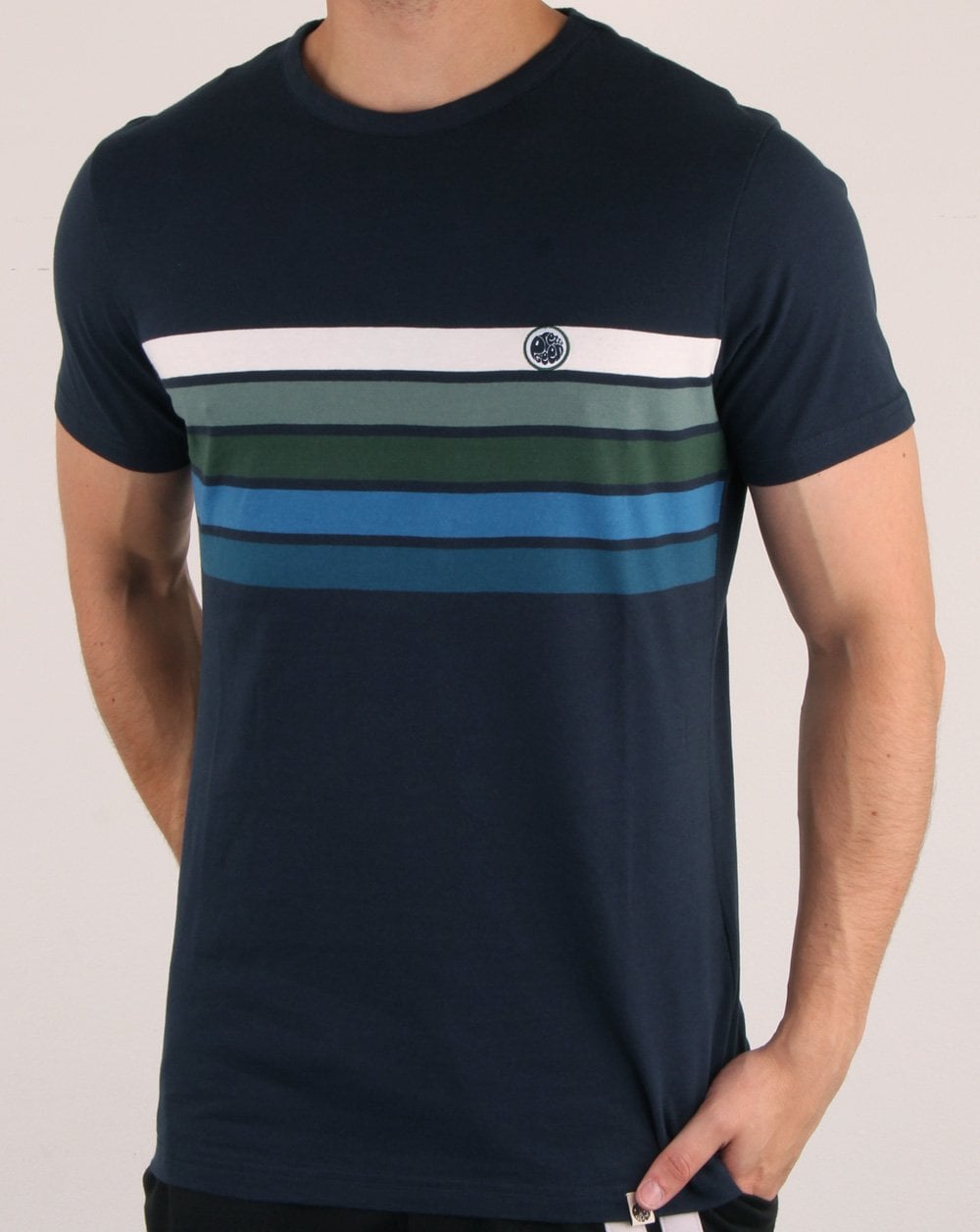 Pretty Green Gordon Chest T-Shirt Marineblau