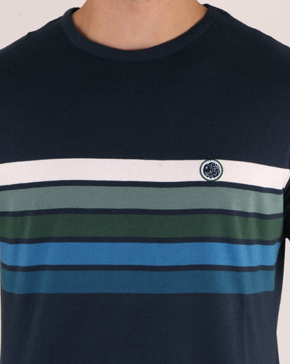Pretty Green Gordon Chest T-Shirt Marineblau