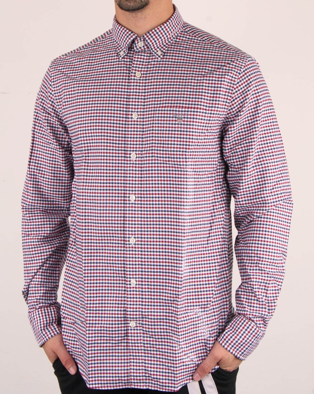 Gant Oxford Gingham Hemd Mahagoni Rot
