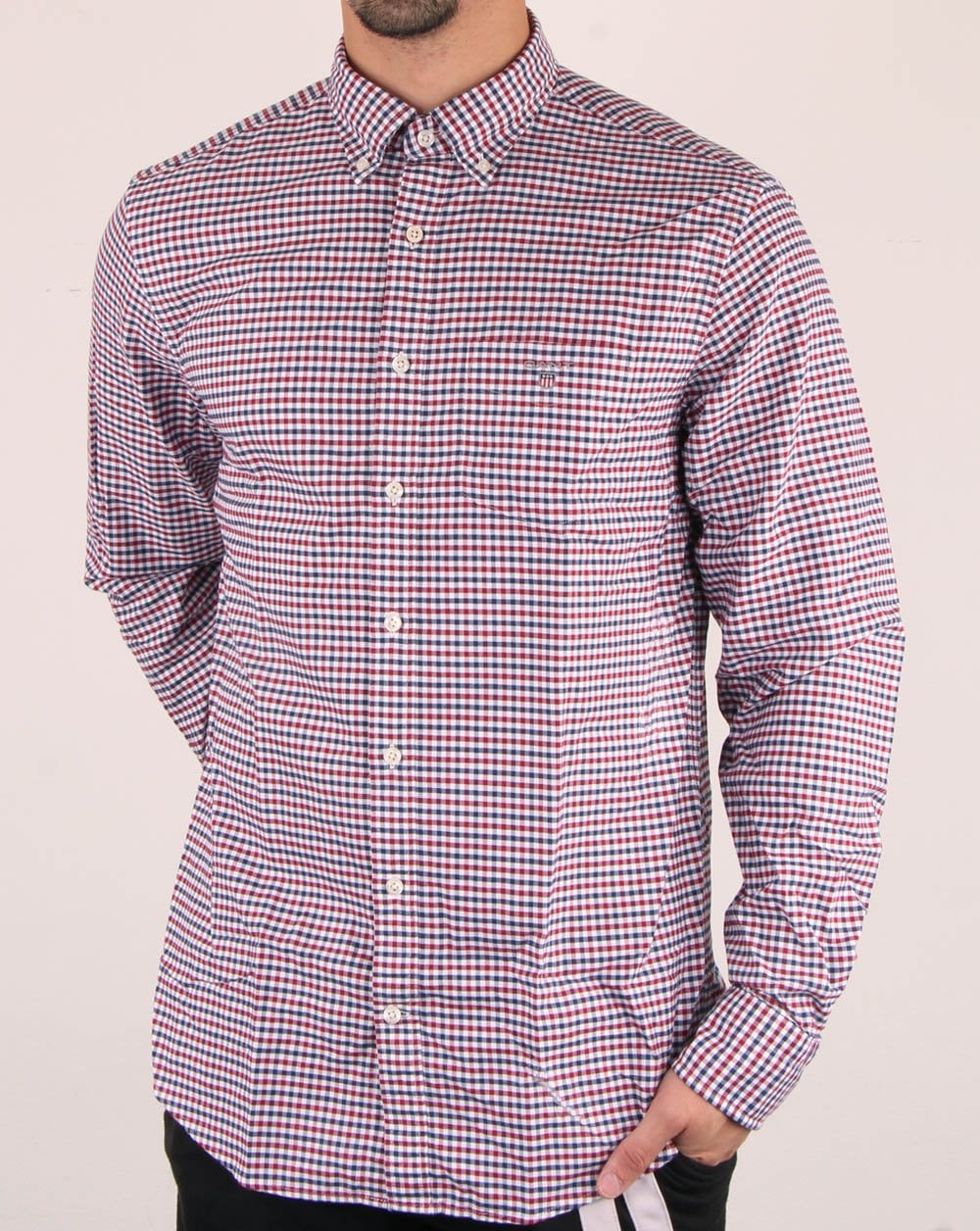 Gant Oxford Gingham Hemd Mahagoni Rot