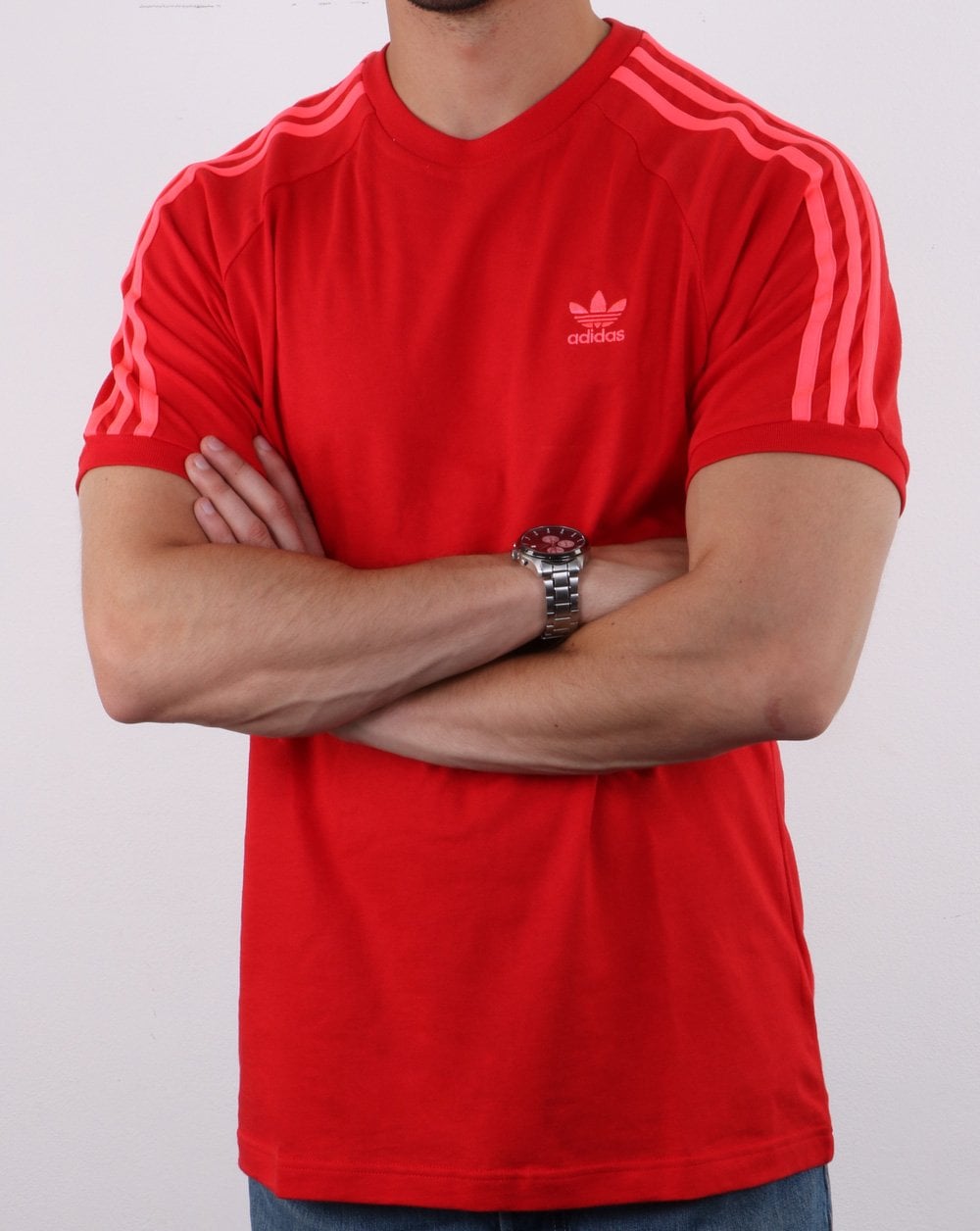 Adidas Originals 3-Streifen-T-Shirt Scharlachrot