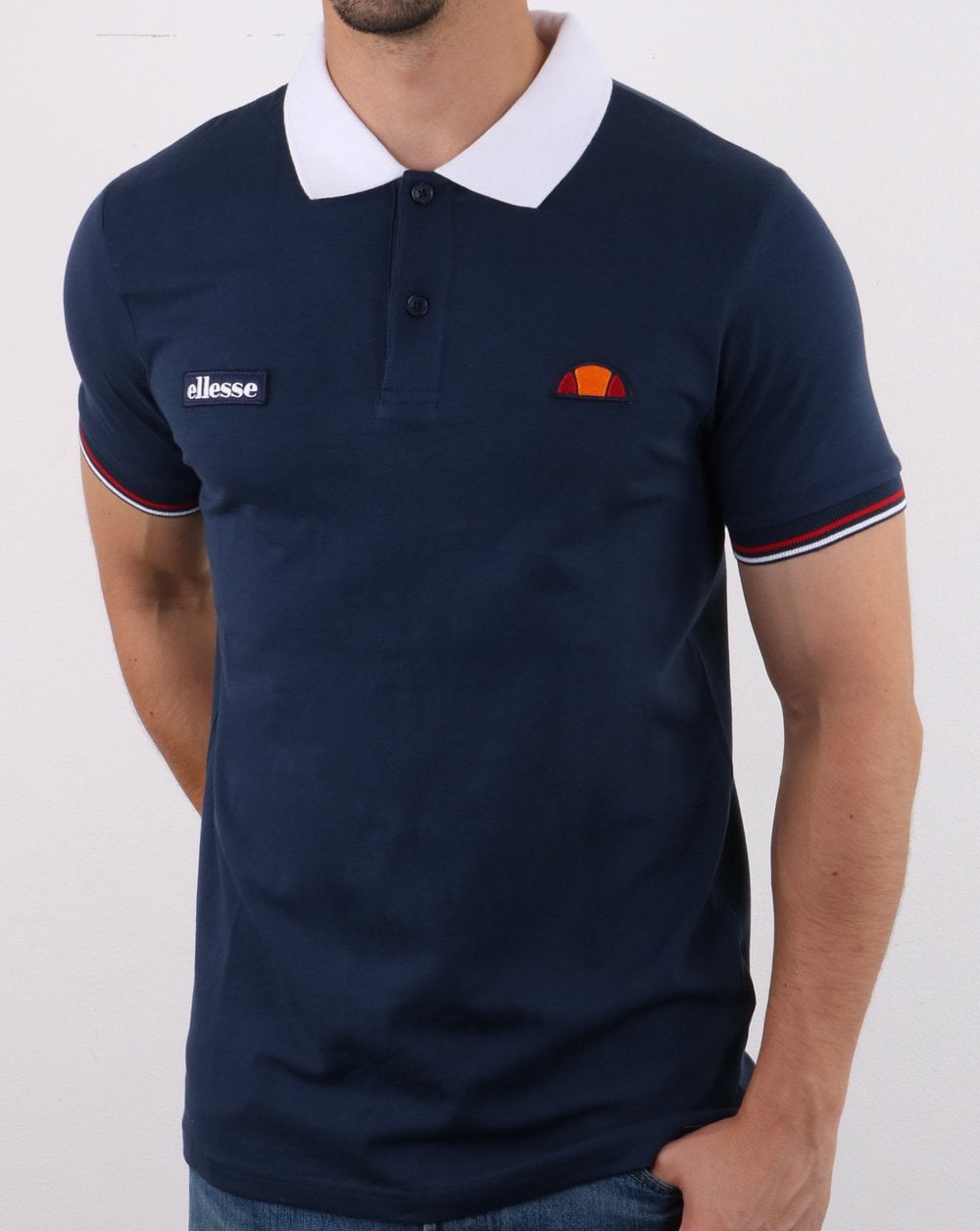 Ellesse Contrast Polo Shirt Marineblau-Weiß