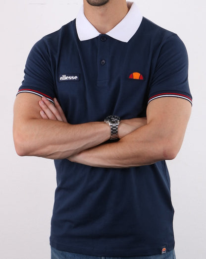 Ellesse Contrast Polo Shirt Marineblau-Weiß