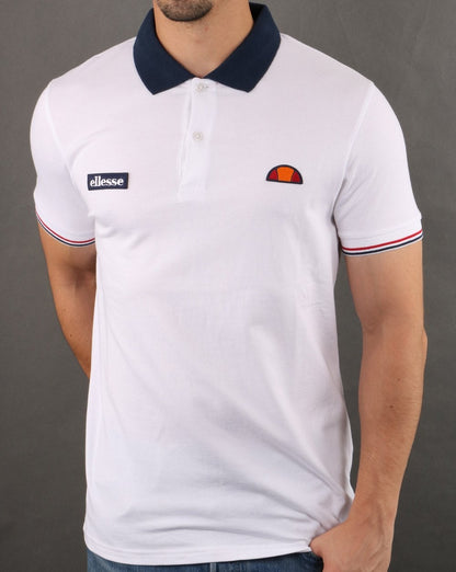 Ellesse Contrast Polo Shirt Weiß-Marineblau