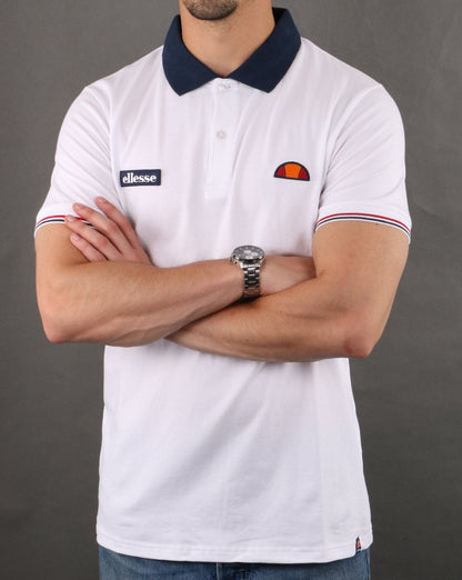 Ellesse Contrast Polo Shirt Weiß-Marineblau