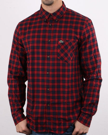 Lacoste Karohemd Marineblau/Rot