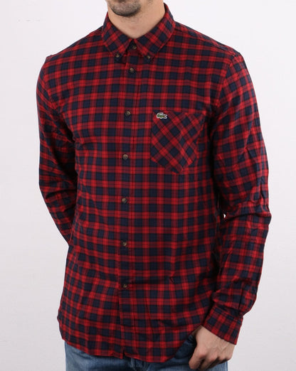 Lacoste Karohemd Marineblau/Rot