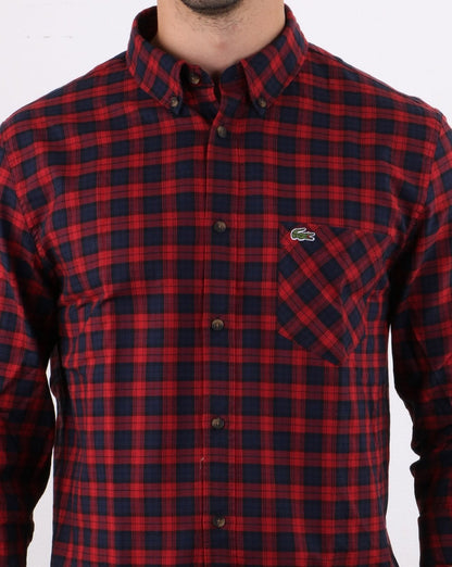 Lacoste Karohemd Marineblau/Rot