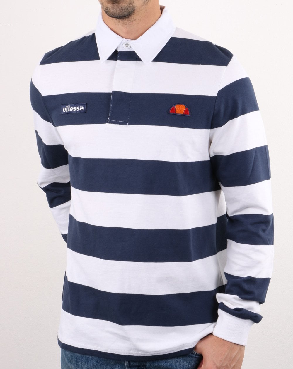 Ellesse Rugby-Shirt Weiß/Marineblau