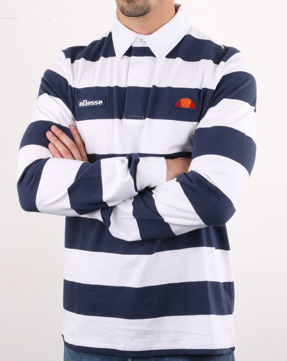Ellesse Rugby-Shirt Weiß/Marineblau