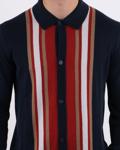Ben Sherman – Langärmliges Mod-Poloshirt in Dunkelmarineblau