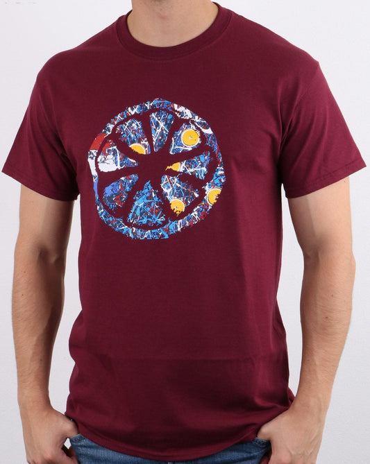 80er Casual Classics Jackson Pollock Nr. 5 T-Shirt Weinrot