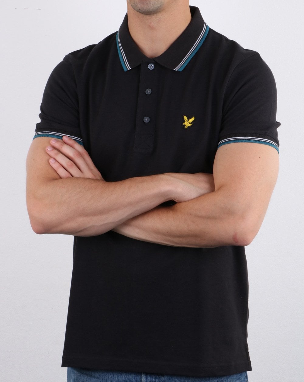 Lyle And Scott Poloshirt mit Streifen in Schwarz/Petrol