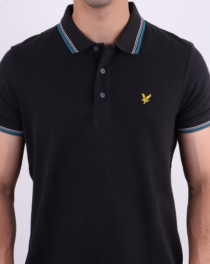 Lyle And Scott Poloshirt mit Streifen in Schwarz/Petrol