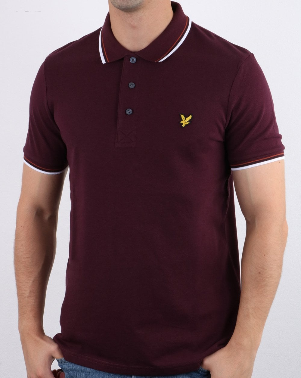 Lyle And Scott Poloshirt mit Streifen in Burgunderrot/Weiß