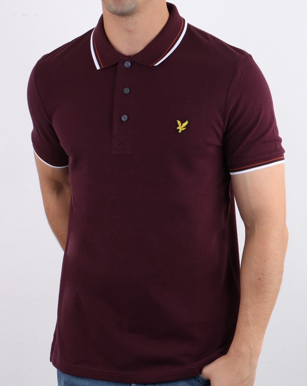 Lyle And Scott Poloshirt mit Streifen in Burgunderrot/Weiß