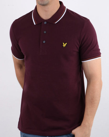 Lyle And Scott Poloshirt mit Streifen in Burgunderrot/Weiß