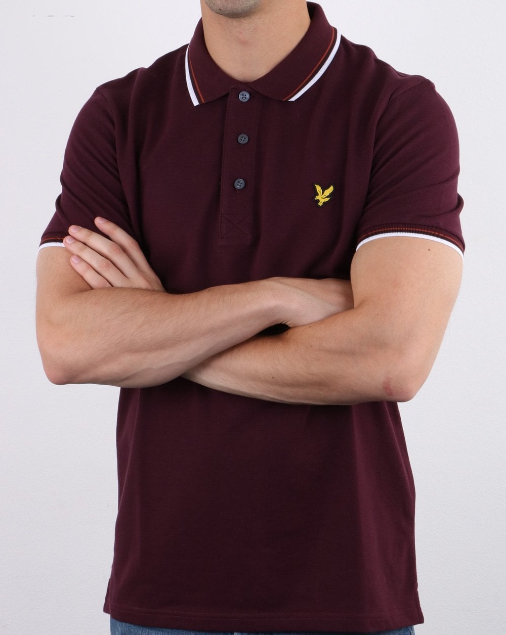Lyle And Scott Poloshirt mit Streifen in Burgunderrot/Weiß