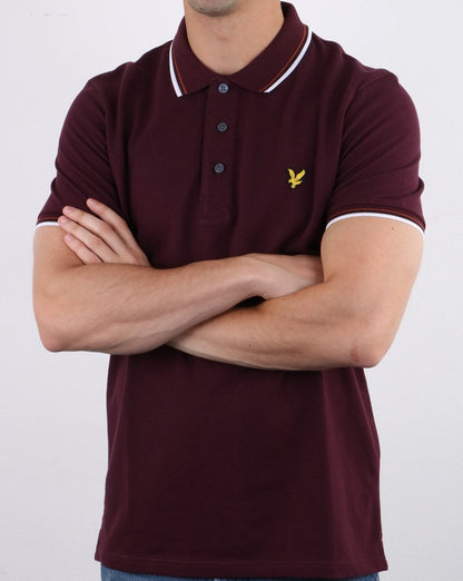 Lyle And Scott Poloshirt mit Streifen in Burgunderrot/Weiß