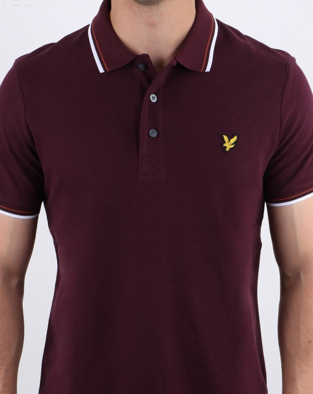 Lyle And Scott Poloshirt mit Streifen in Burgunderrot/Weiß