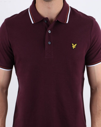 Lyle And Scott Poloshirt mit Streifen in Burgunderrot/Weiß