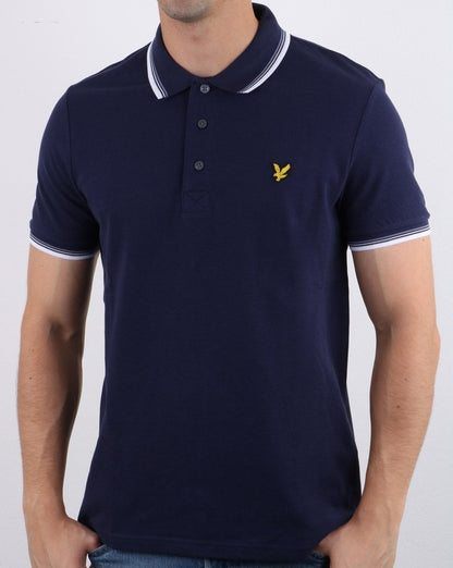 Lyle And Scott Poloshirt mit Streifenmuster, Marineblau/Weiß