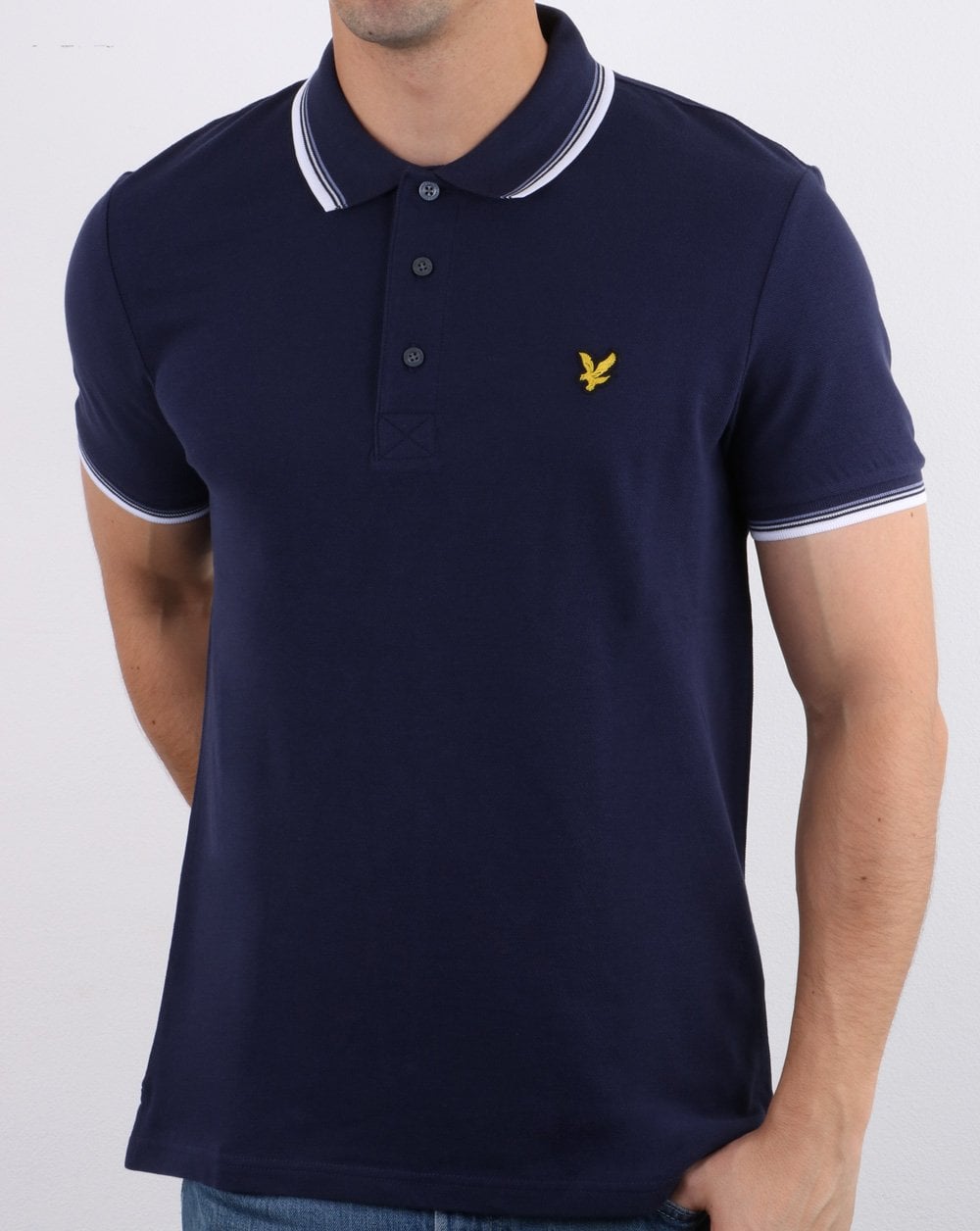Lyle And Scott Poloshirt mit Streifenmuster, Marineblau/Weiß