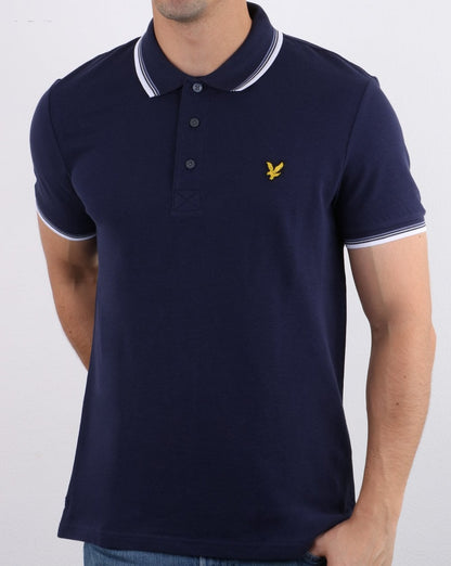 Lyle And Scott Poloshirt mit Streifenmuster, Marineblau/Weiß