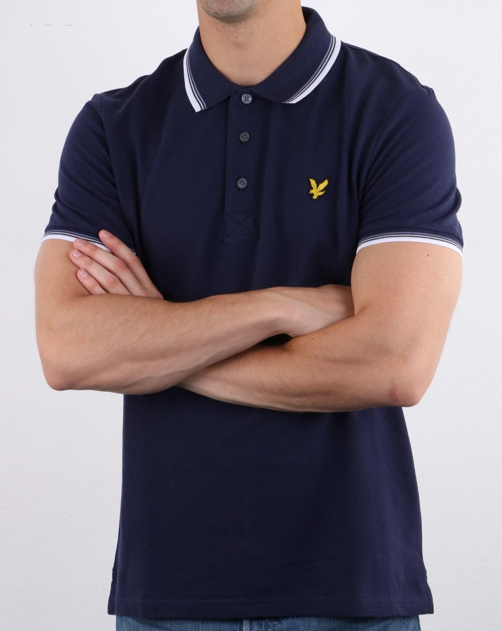 Lyle And Scott Poloshirt mit Streifenmuster, Marineblau/Weiß