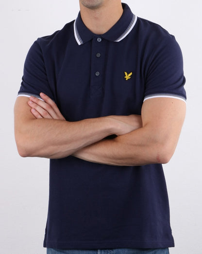 Lyle And Scott Poloshirt mit Streifenmuster, Marineblau/Weiß