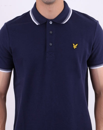 Lyle And Scott Poloshirt mit Streifenmuster, Marineblau/Weiß