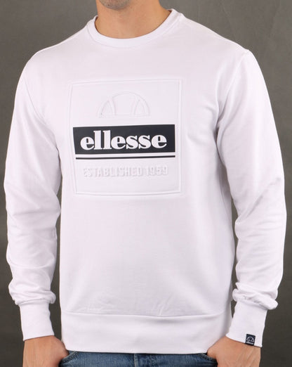 Ellesse – Catria – Sweatshirt mit Rundhalsausschnitt in Weiß