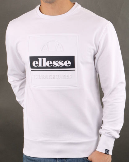 Ellesse – Catria – Sweatshirt mit Rundhalsausschnitt in Weiß