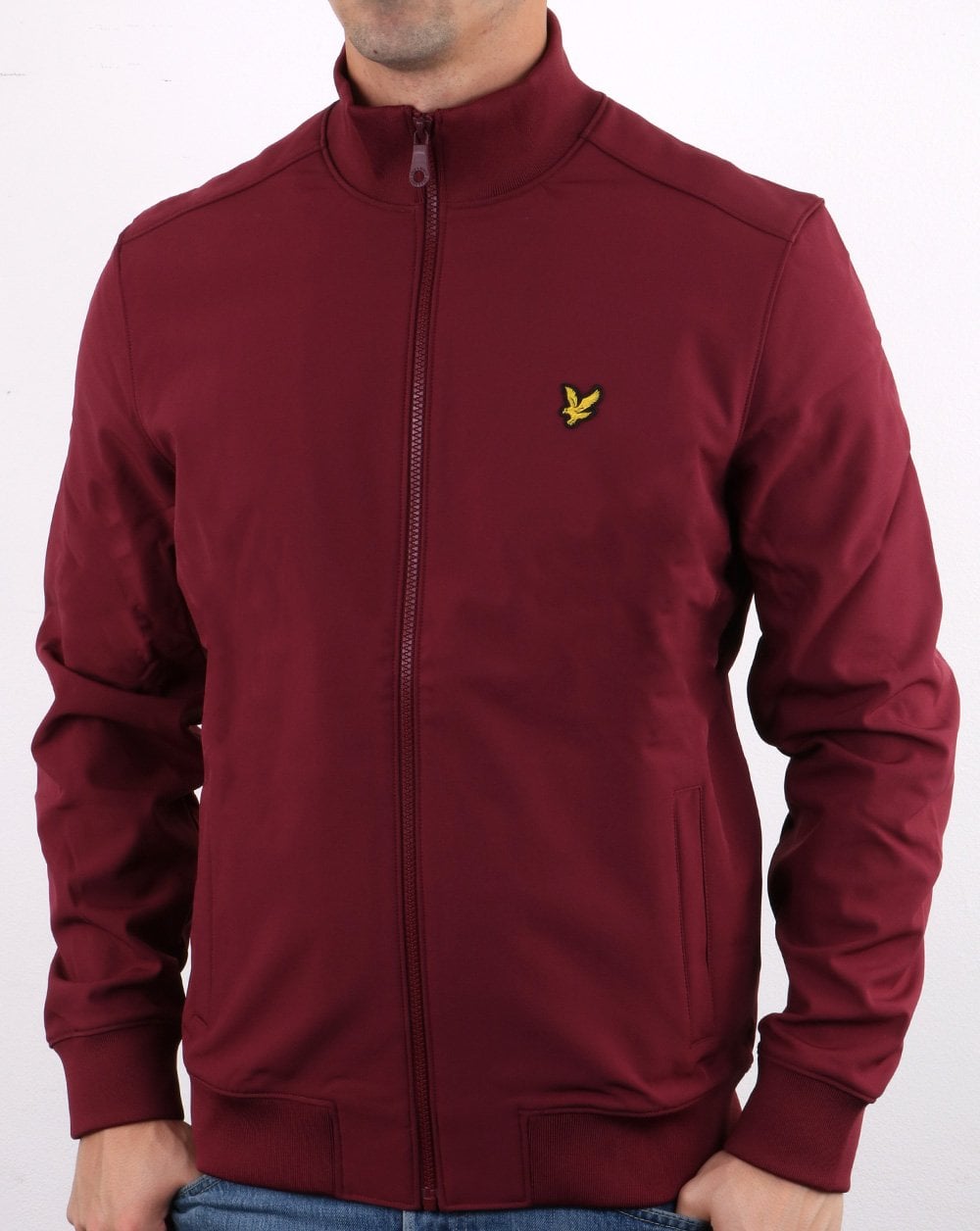Lyle And Scott – Softshell-Jacke mit durchgehendem Reißverschluss und Trichterkragen in Burgunderrot