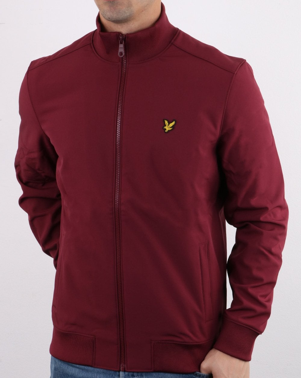 Lyle And Scott Softshell Funnel Neck Zip Through Jacket Burgundy